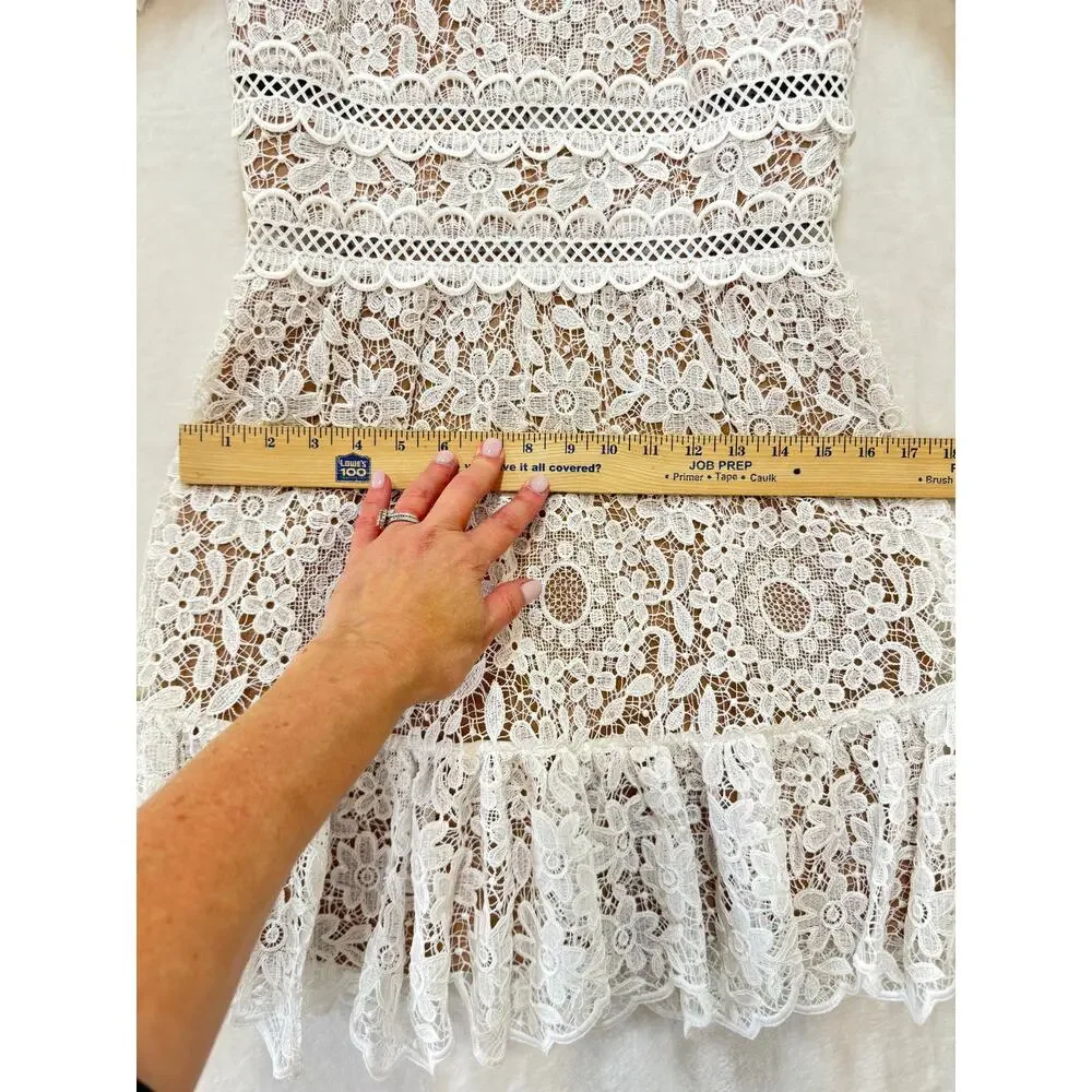 Self Portrait White Guipure Lace Mini Dress Womens 4 US Bridal Wedding - Picture 10 of 16